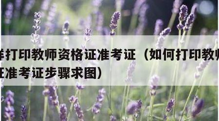 怎样打印教师资格证准考证（如何打印教师资格证准考证步骤求图）