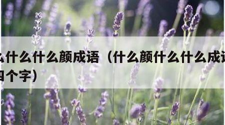 什么什么什么颜成语（什么颜什么什么成语大全四个字）