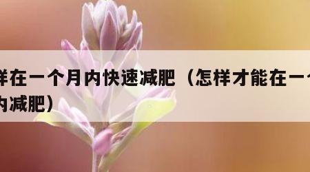怎样在一个月内快速减肥（怎样才能在一个月之内减肥）