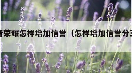 王者荣耀怎样增加信誉（怎样增加信誉分王者）