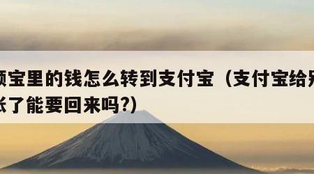 余额宝里的钱怎么转到支付宝（支付宝给别人转账了能要回来吗?）