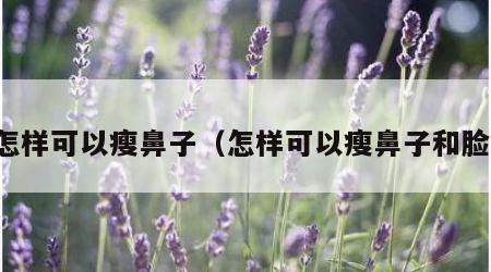 怎样可以瘦鼻子（怎样可以瘦鼻子和脸）