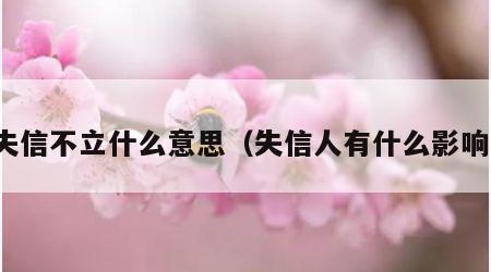 失信不立什么意思（失信人有什么影响）