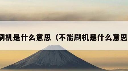刷机是什么意思（不能刷机是什么意思）