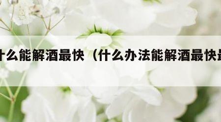 吃什么能解酒最快（什么办法能解酒最快最有效）