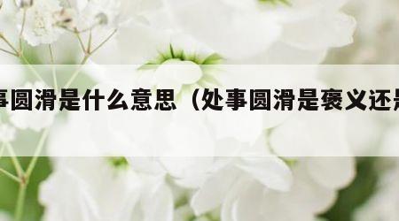 处事圆滑是什么意思（处事圆滑是褒义还是贬义）
