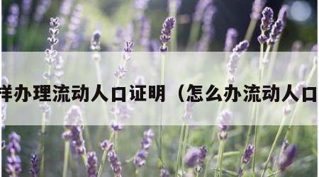怎样办理流动人口证明（怎么办流动人口证）