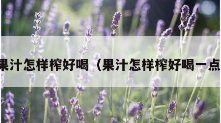 果汁怎样榨好喝（果汁怎样榨好喝一点）
