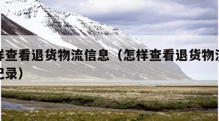 怎样查看退货物流信息（怎样查看退货物流信息记录）