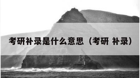 考研补录是什么意思（考研 补录）