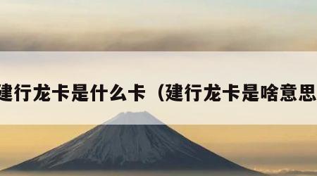 建行龙卡是什么卡（建行龙卡是啥意思）