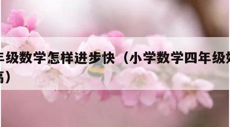 四年级数学怎样进步快（小学数学四年级如何提高）