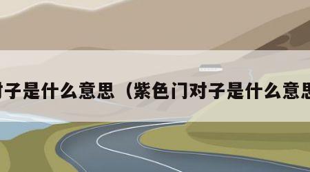 对子是什么意思（紫色门对子是什么意思）