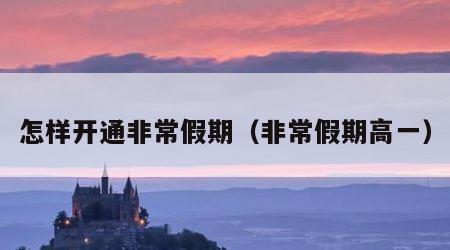 怎样开通非常假期（非常假期高一）