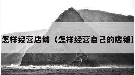 怎样经营店铺（怎样经营自己的店铺）