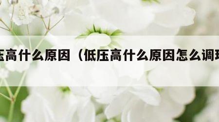 低压高什么原因（低压高什么原因怎么调理最快）