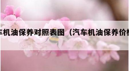 汽车机油保养对照表图（汽车机油保养价格表）