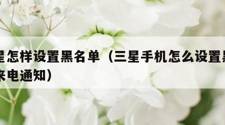 三星怎样设置黑名单（三星手机怎么设置黑名单来电通知）