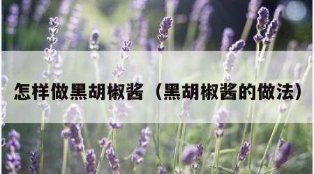 怎样做黑胡椒酱（黑胡椒酱的做法）