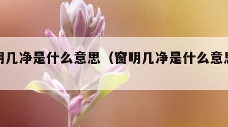 窗明几净是什么意思（窗明几净是什么意思解释）