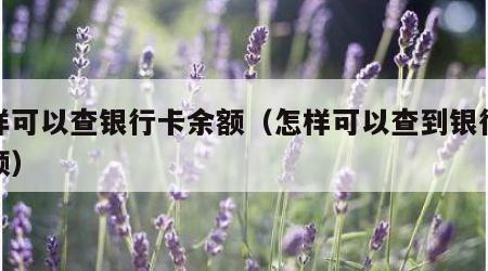 怎样可以查银行卡余额（怎样可以查到银行卡余额）