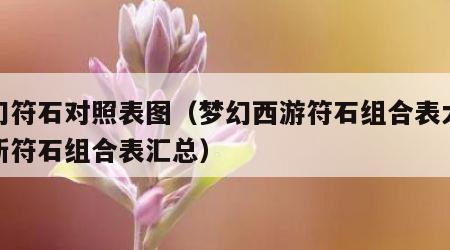 梦幻符石对照表图（梦幻西游符石组合表大全最新符石组合表汇总）