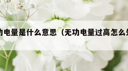 无功电量是什么意思（无功电量过高怎么处理）