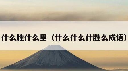 什么胜什么里（什么什么什胜么成语）