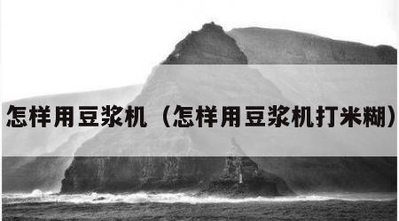 怎样用豆浆机（怎样用豆浆机打米糊）