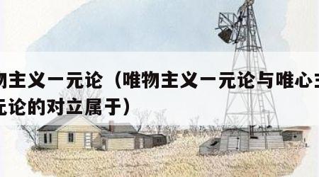 唯物主义一元论（唯物主义一元论与唯心主义一元论的对立属于）