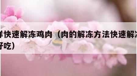 怎样快速解冻鸡肉（肉的解冻方法快速解冻肉很好吃）