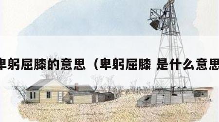 卑躬屈膝的意思（卑躬屈膝 是什么意思）