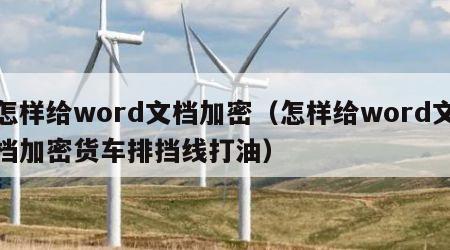 怎样给word文档加密（怎样给word文档加密货车排挡线打油）