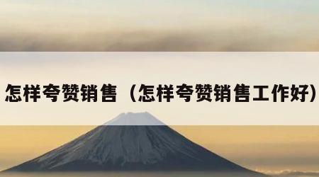 怎样夸赞销售（怎样夸赞销售工作好）