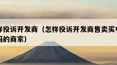 怎样投诉开发商（怎样投诉开发商售卖买电话号码的商家）