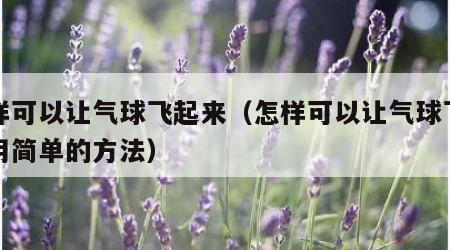 怎样可以让气球飞起来（怎样可以让气球飞起来用简单的方法）