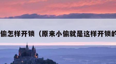 小偷怎样开锁（原来小偷就是这样开锁的!）