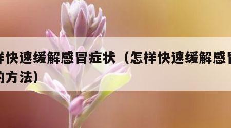 怎样快速缓解感冒症状（怎样快速缓解感冒症状的方法）