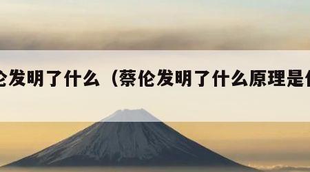 蔡伦发明了什么（蔡伦发明了什么原理是什么）