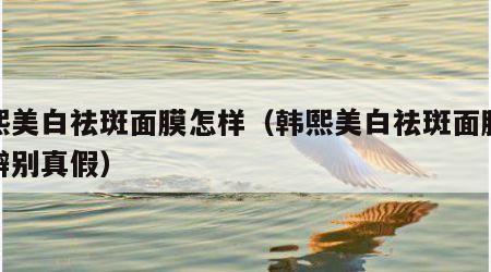 韩熙美白祛斑面膜怎样（韩熙美白祛斑面膜怎样辨别真假）