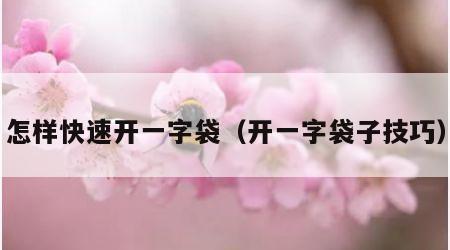 怎样快速开一字袋（开一字袋子技巧）