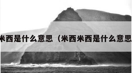米西是什么意思（米西米西是什么意思）