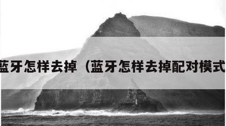 蓝牙怎样去掉（蓝牙怎样去掉配对模式）