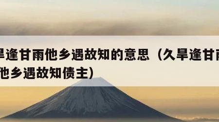 久旱逢甘雨他乡遇故知的意思（久旱逢甘雨一滴,他乡遇故知债主）