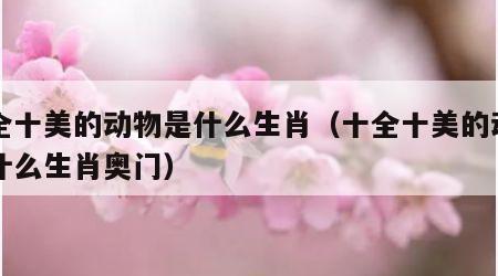 十全十美的动物是什么生肖（十全十美的动物是什么生肖奥门）