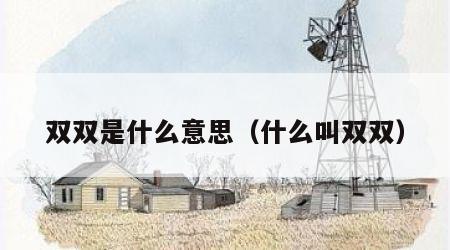 双双是什么意思（什么叫双双）