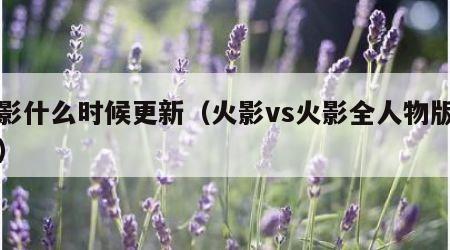 火影什么时候更新（火影vs火影全人物版下载）