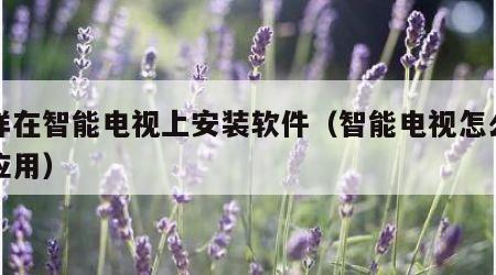 怎样在智能电视上安装软件（智能电视怎么安装应用）