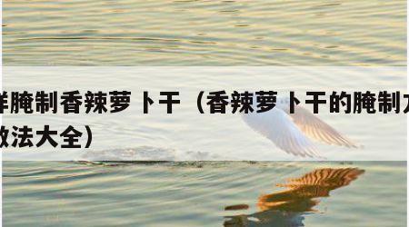 怎样腌制香辣萝卜干（香辣萝卜干的腌制方法的做法大全）