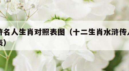 水浒名人生肖对照表图（十二生肖水浒传人物代表）